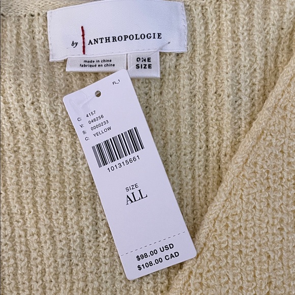 Anthro Yellow Knit Sleeveless Cardigan - Picture 2 of 3